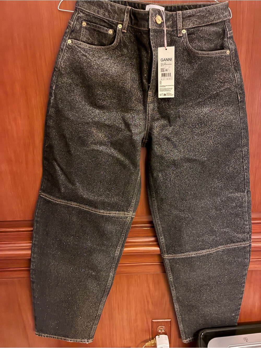 Ganni Women’s Shimmer Black Jeans